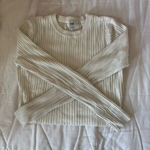 Simons Cozy Spring Off White Cream Cropped Ribbed Layering Light Sweater